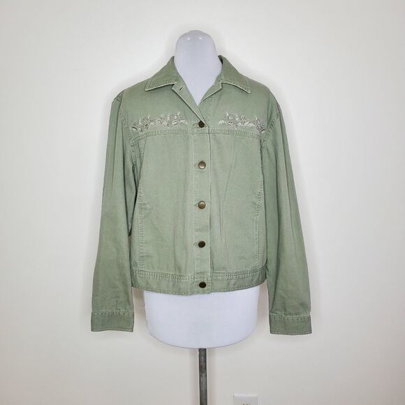 Longaberger Homestead Green Embroidery Button Down Jacket | Large - Picture 2 of 7